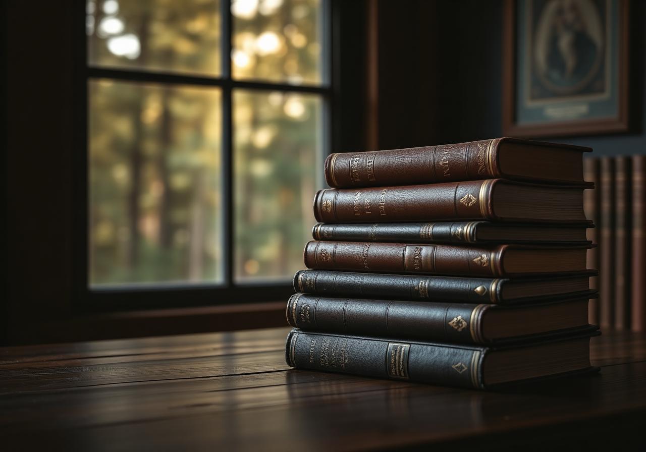 Juristische Bibliothek mit Waldreflexion