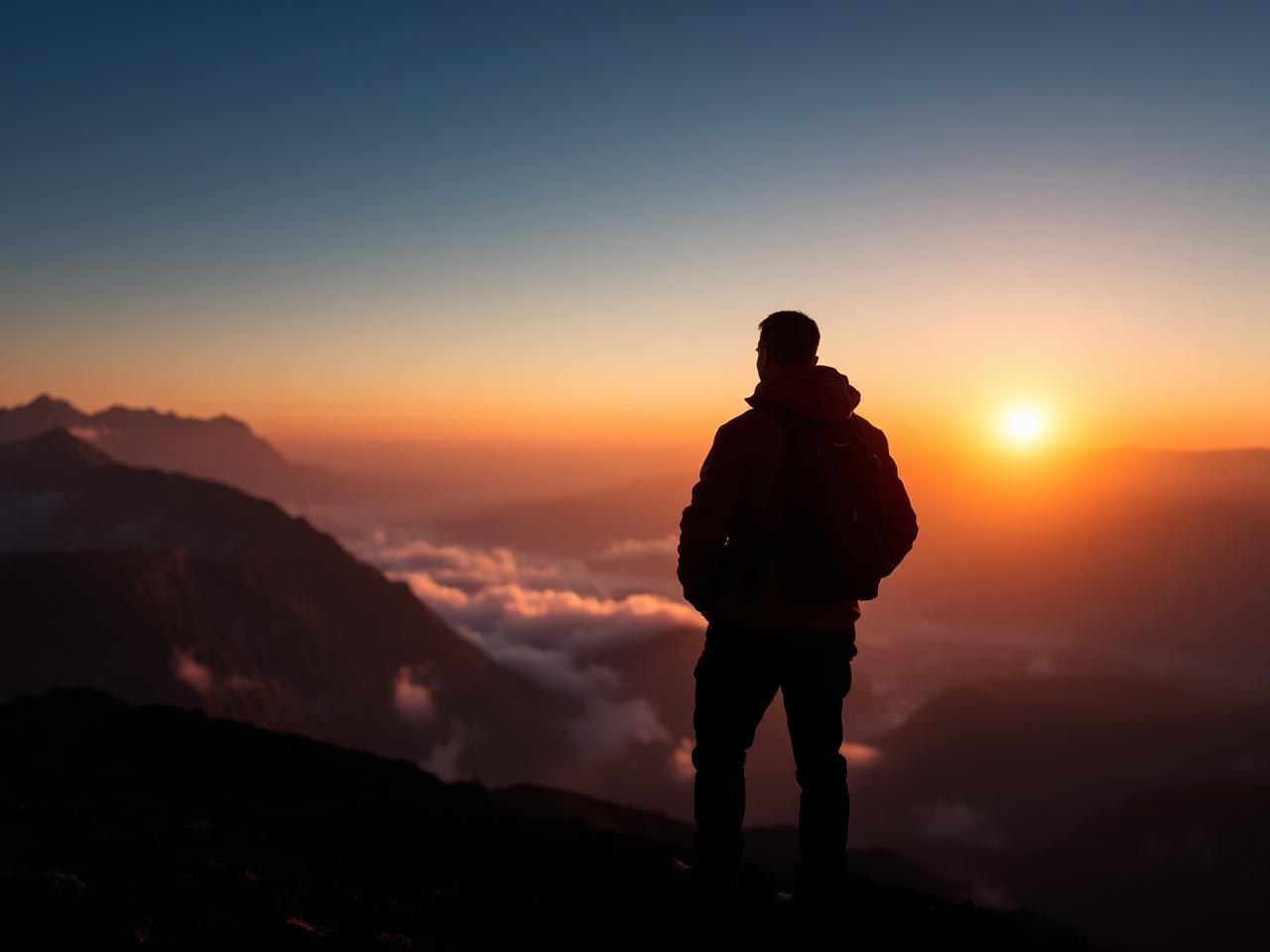 Expeditionsleiter blickt auf Bergtal